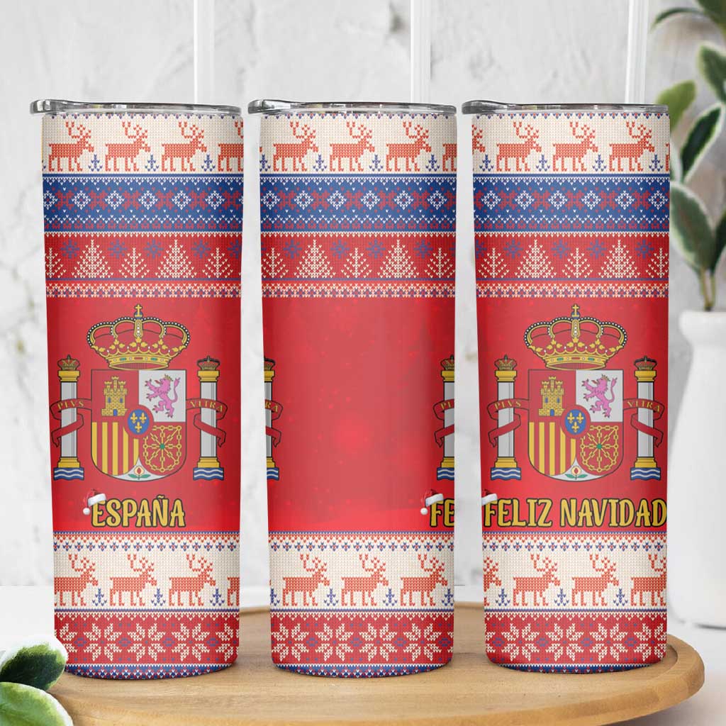 Spain Coat Of Arms Christmas Skinny Tumbler Feliz Navidad - Wonder Print Shop