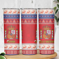Spain Coat Of Arms Christmas Skinny Tumbler Feliz Navidad - Wonder Print Shop