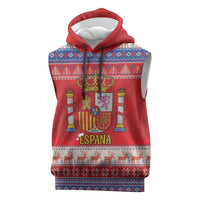 Spain Coat Of Arms Christmas Sleeveless Hoodie Feliz Navidad - Wonder Print Shop