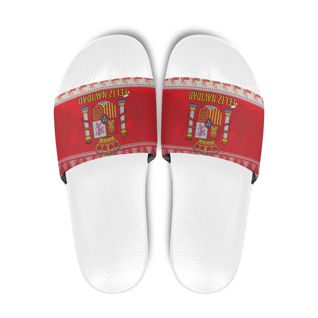 Spain Coat Of Arms Christmas Slide Sandals Feliz Navidad - Wonder Print Shop