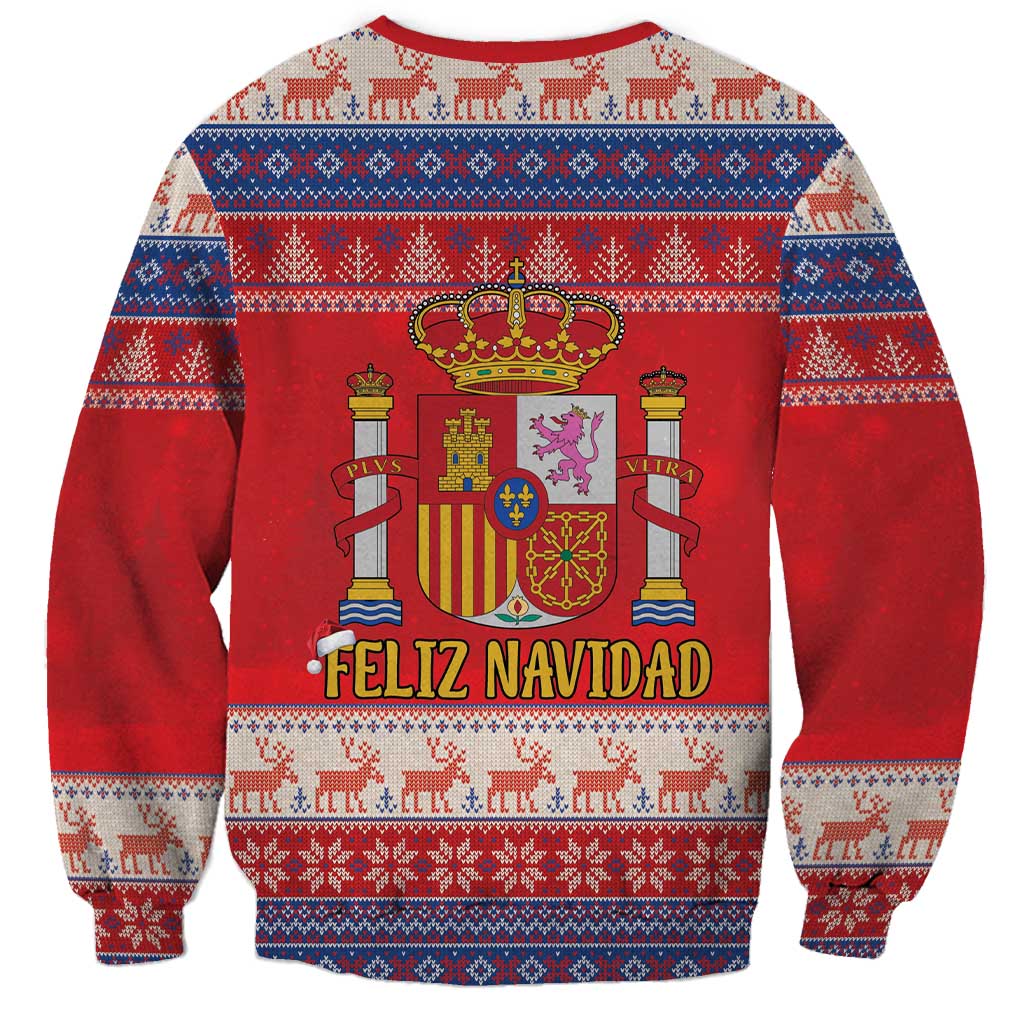 Spain Coat Of Arms Christmas Sweatshirt Feliz Navidad - Wonder Print Shop