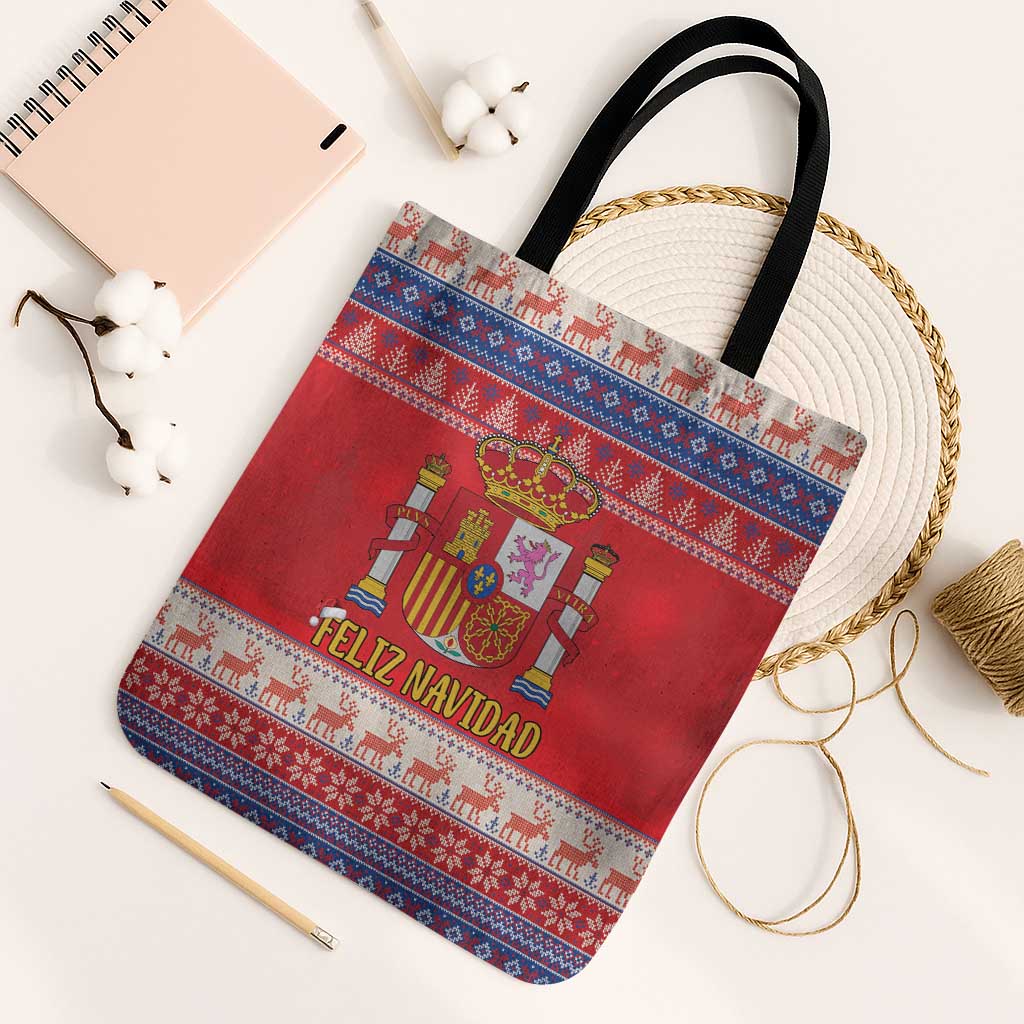 Spain Coat Of Arms Christmas Tote Bag Feliz Navidad - Wonder Print Shop
