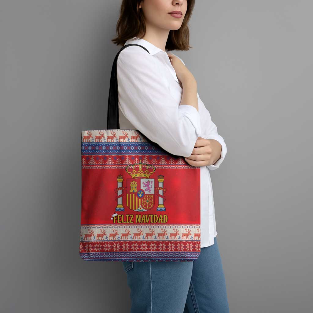 Spain Coat Of Arms Christmas Tote Bag Feliz Navidad - Wonder Print Shop