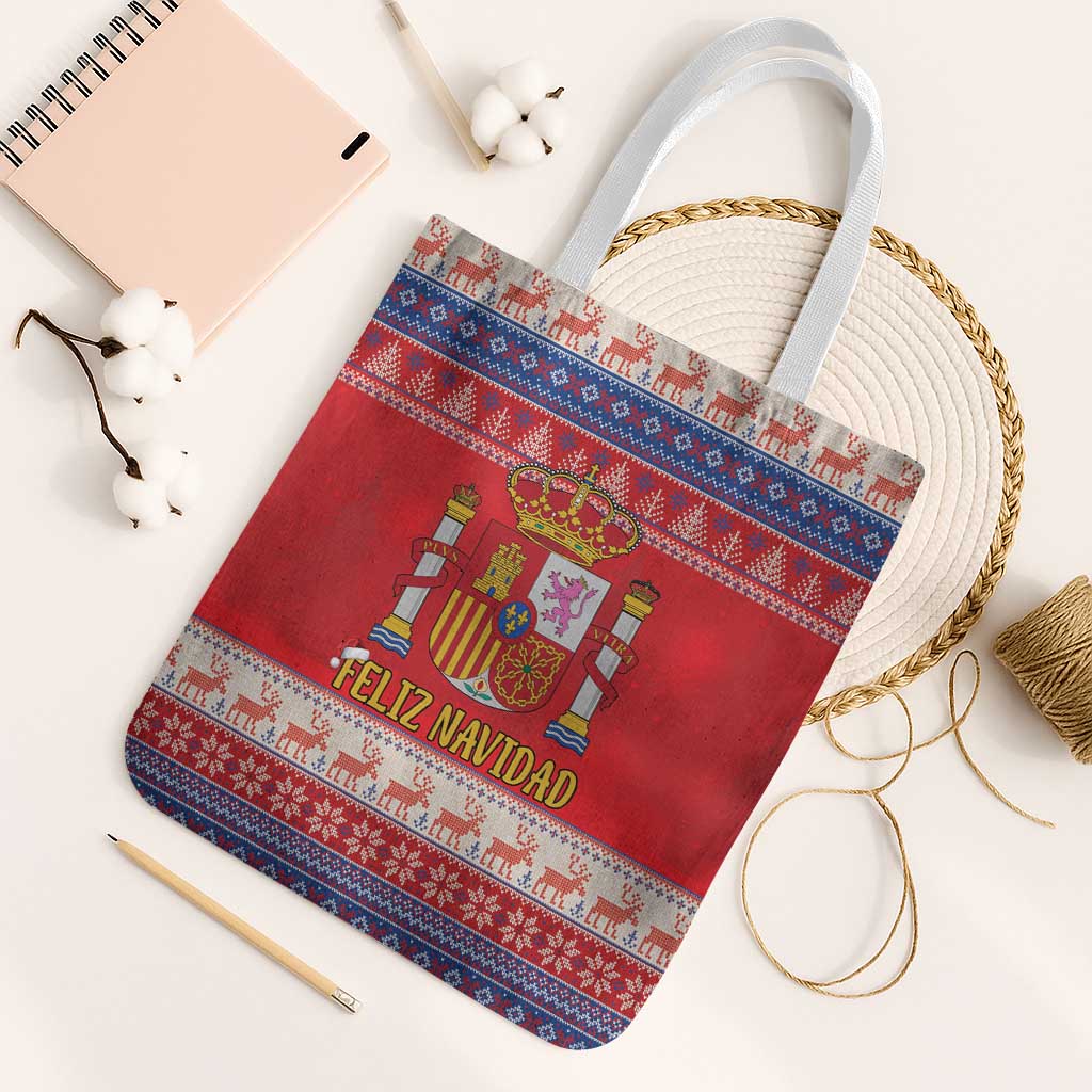 Spain Coat Of Arms Christmas Tote Bag Feliz Navidad - Wonder Print Shop