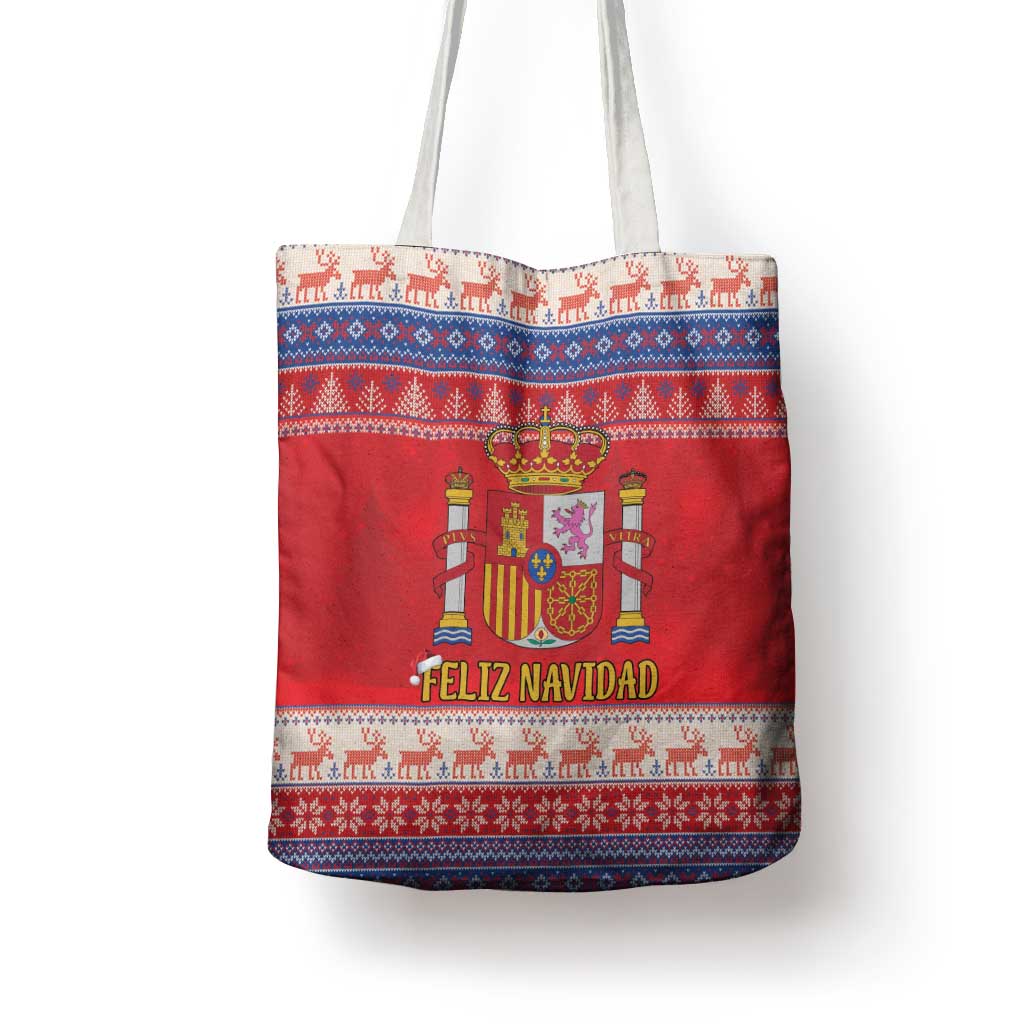 Spain Coat Of Arms Christmas Tote Bag Feliz Navidad - Wonder Print Shop