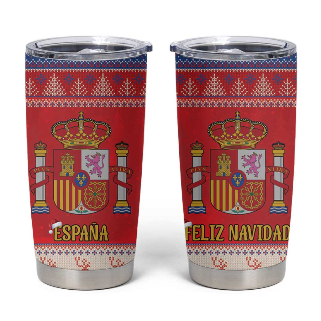 Spain Coat Of Arms Christmas Tumbler Cup Feliz Navidad - Wonder Print Shop