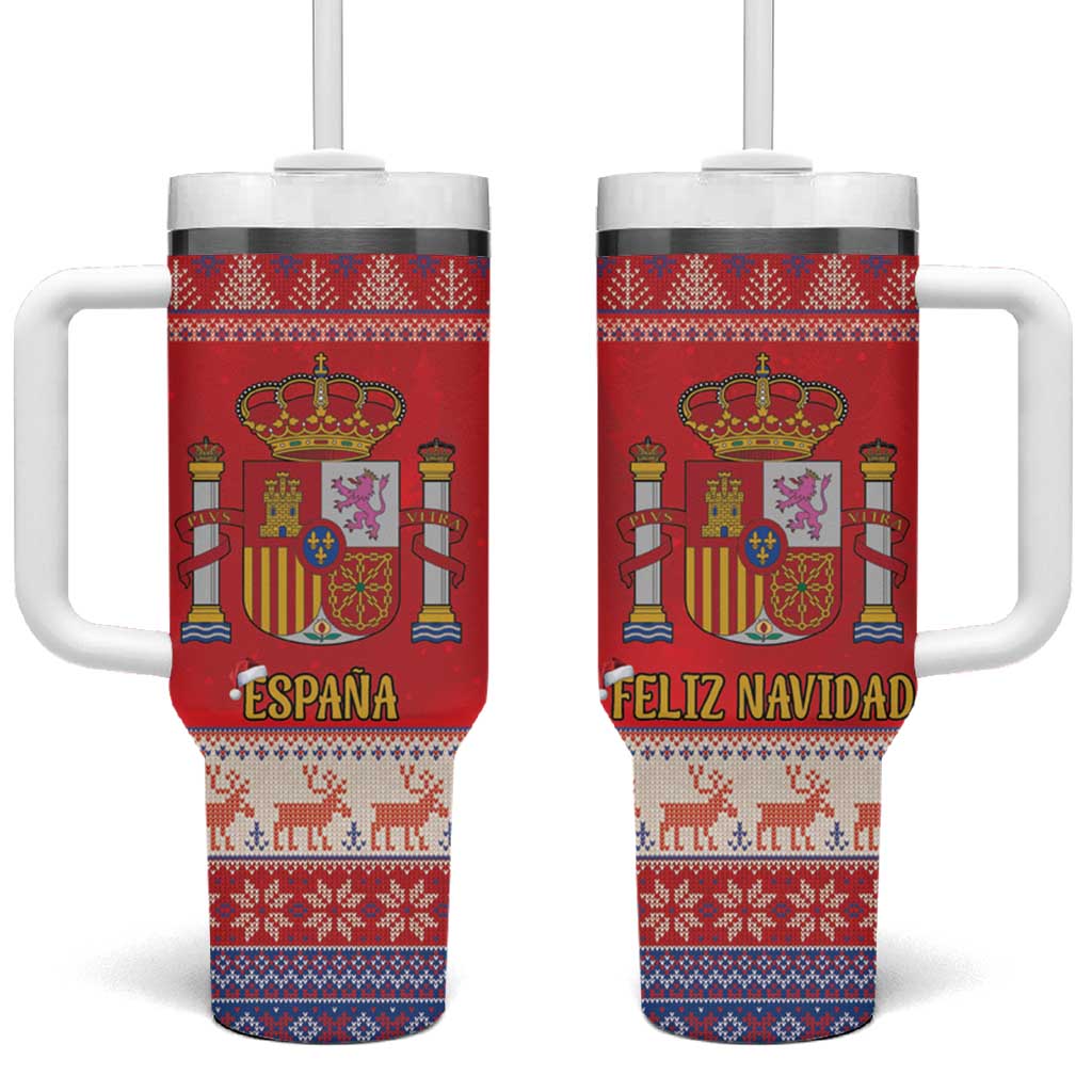 Spain Coat Of Arms Christmas Tumbler With Handle Feliz Navidad - Wonder Print Shop