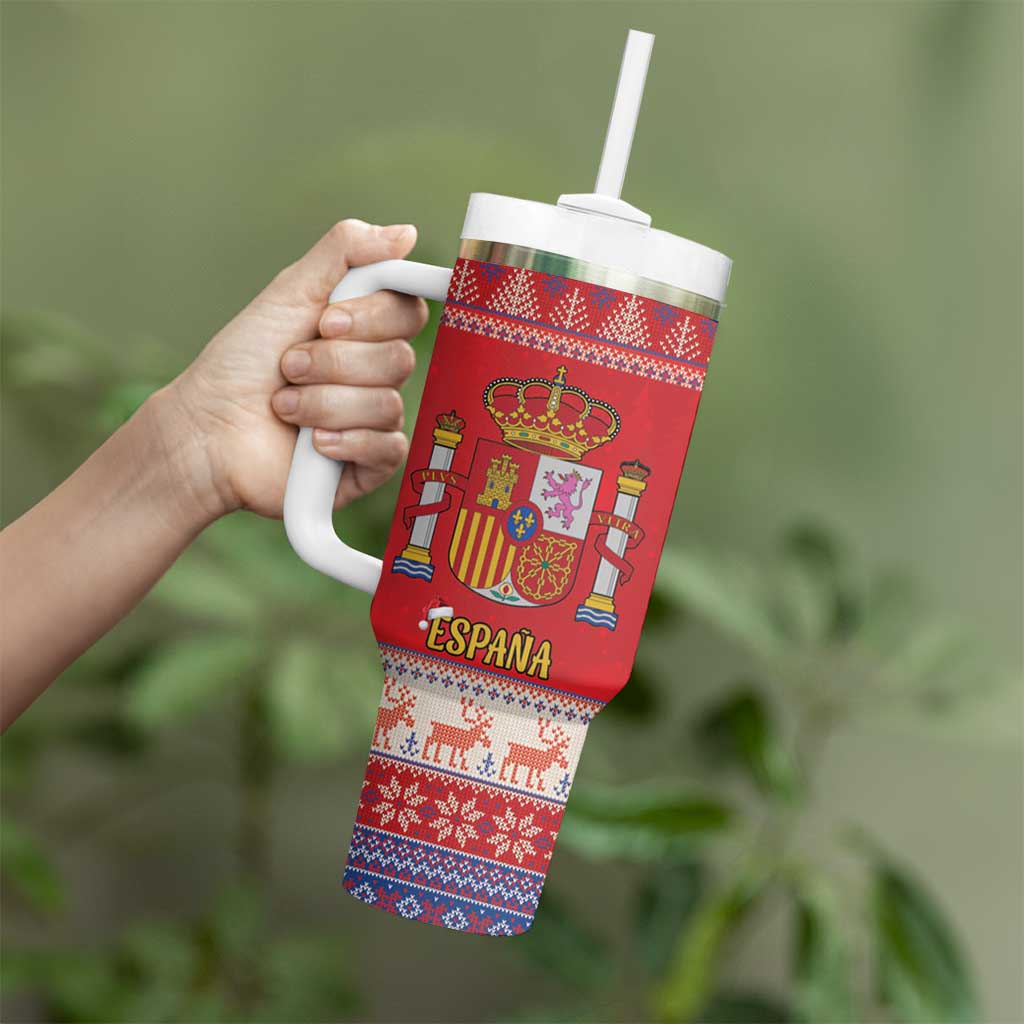 Spain Coat Of Arms Christmas Tumbler With Handle Feliz Navidad - Wonder Print Shop