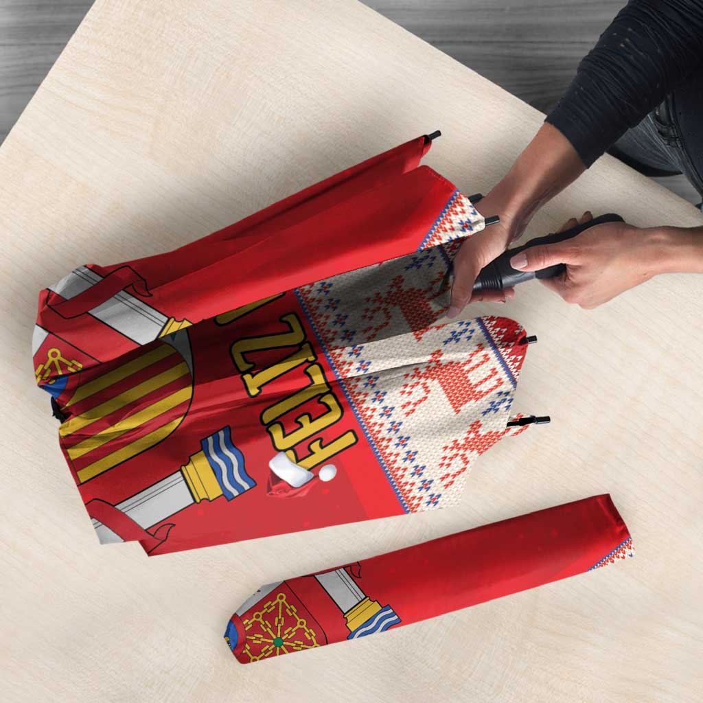 Spain Coat Of Arms Christmas Umbrella Feliz Navidad - Wonder Print Shop