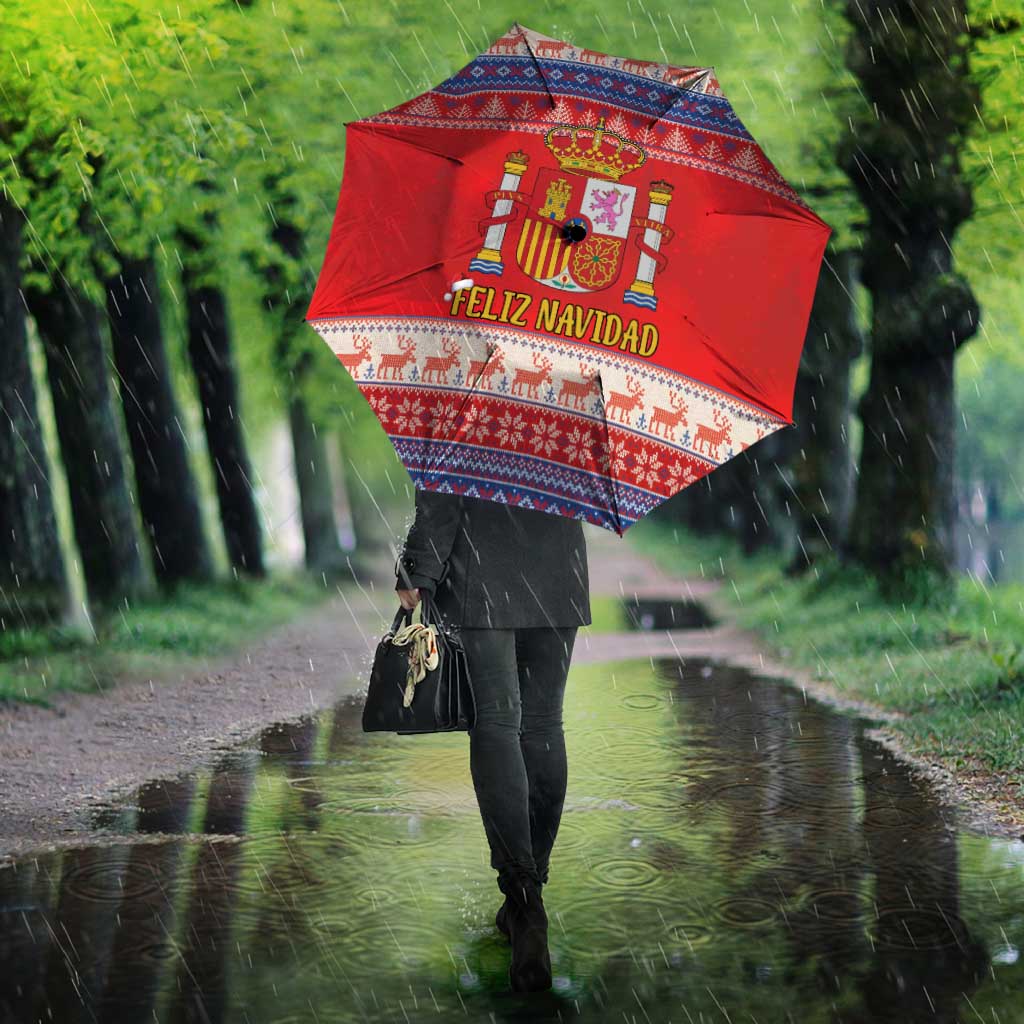 Spain Coat Of Arms Christmas Umbrella Feliz Navidad - Wonder Print Shop