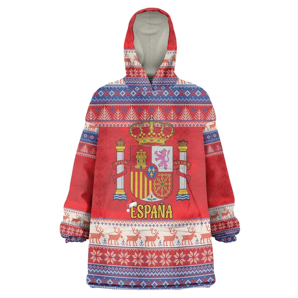 Spain Coat Of Arms Christmas Wearable Blanket Hoodie Feliz Navidad - Wonder Print Shop