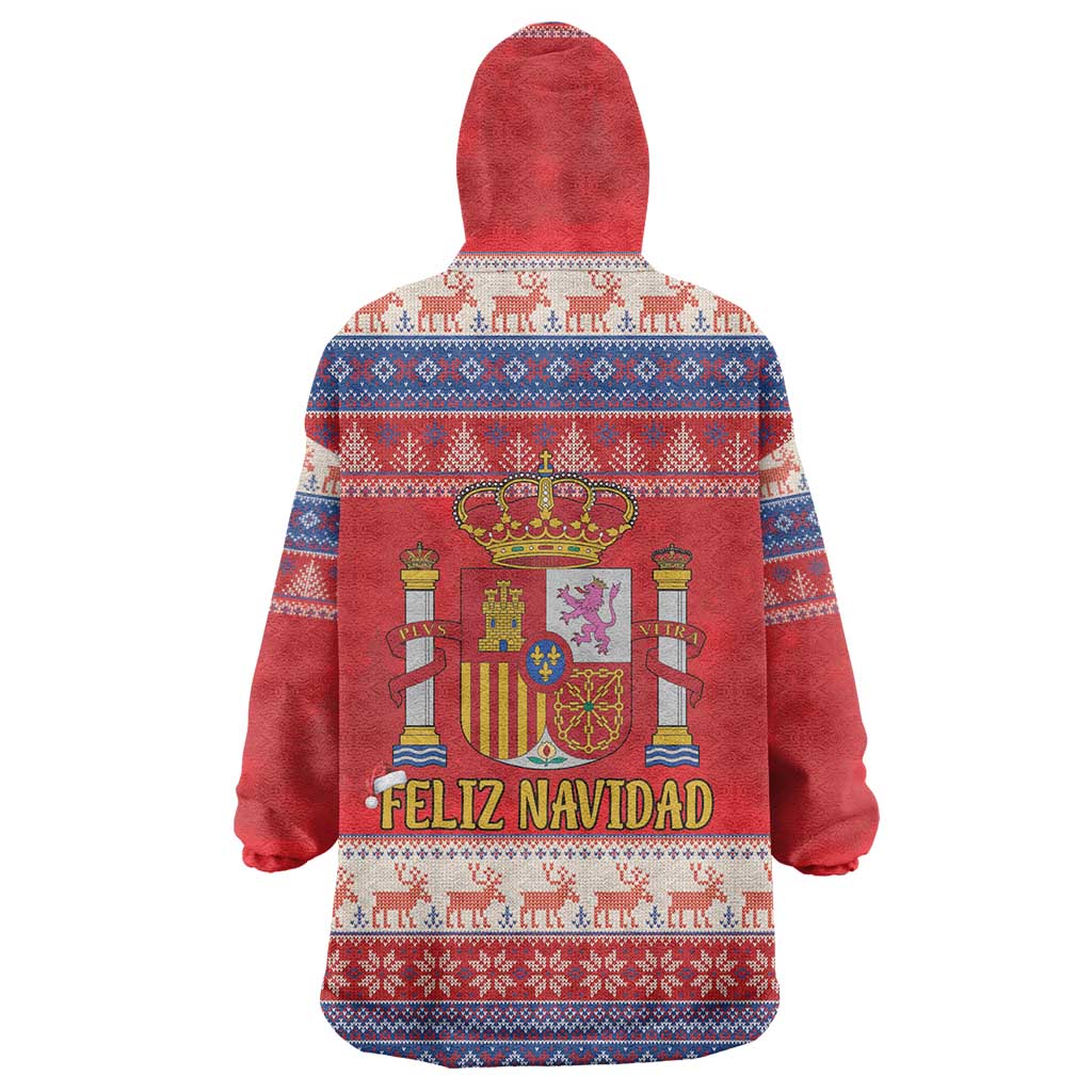 Spain Coat Of Arms Christmas Wearable Blanket Hoodie Feliz Navidad - Wonder Print Shop