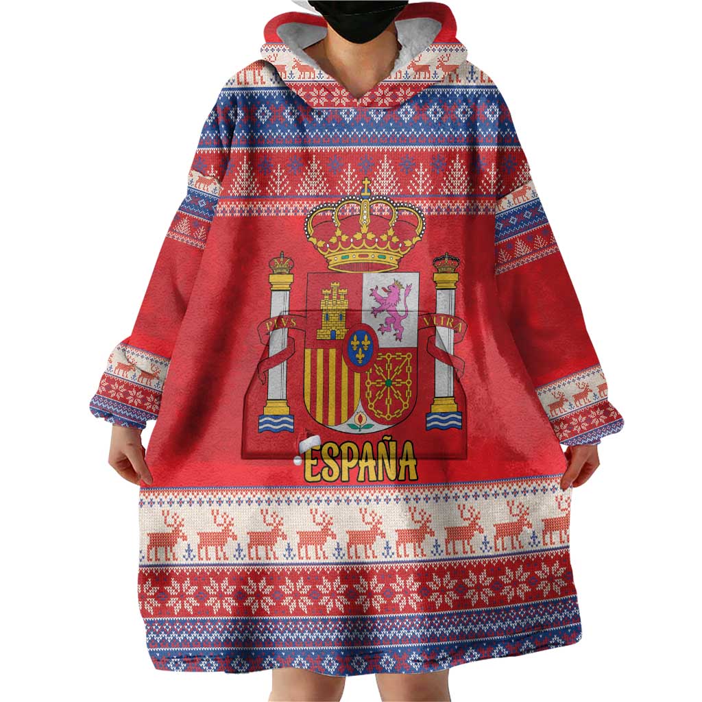 Spain Coat Of Arms Christmas Wearable Blanket Hoodie Feliz Navidad - Wonder Print Shop