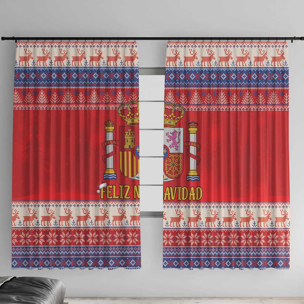 Spain Coat Of Arms Christmas Window Curtain Feliz Navidad - Wonder Print Shop
