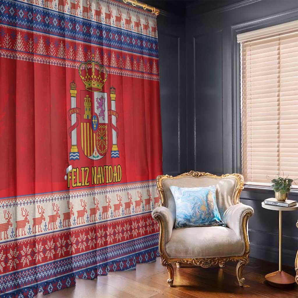 Spain Coat Of Arms Christmas Window Curtain Feliz Navidad - Wonder Print Shop