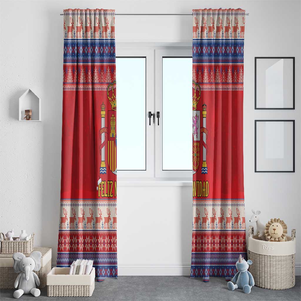 Spain Coat Of Arms Christmas Window Curtain Feliz Navidad - Wonder Print Shop
