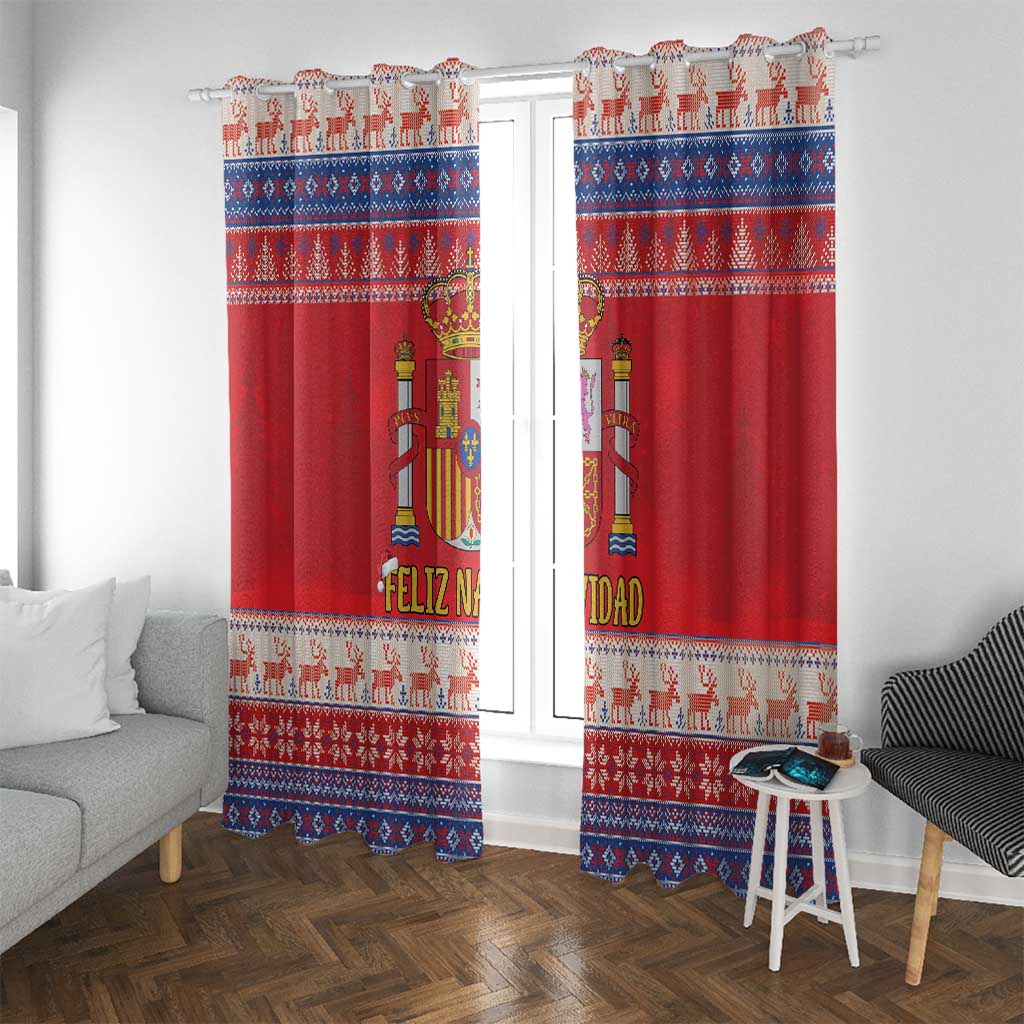 Spain Coat Of Arms Christmas Window Curtain Feliz Navidad - Wonder Print Shop