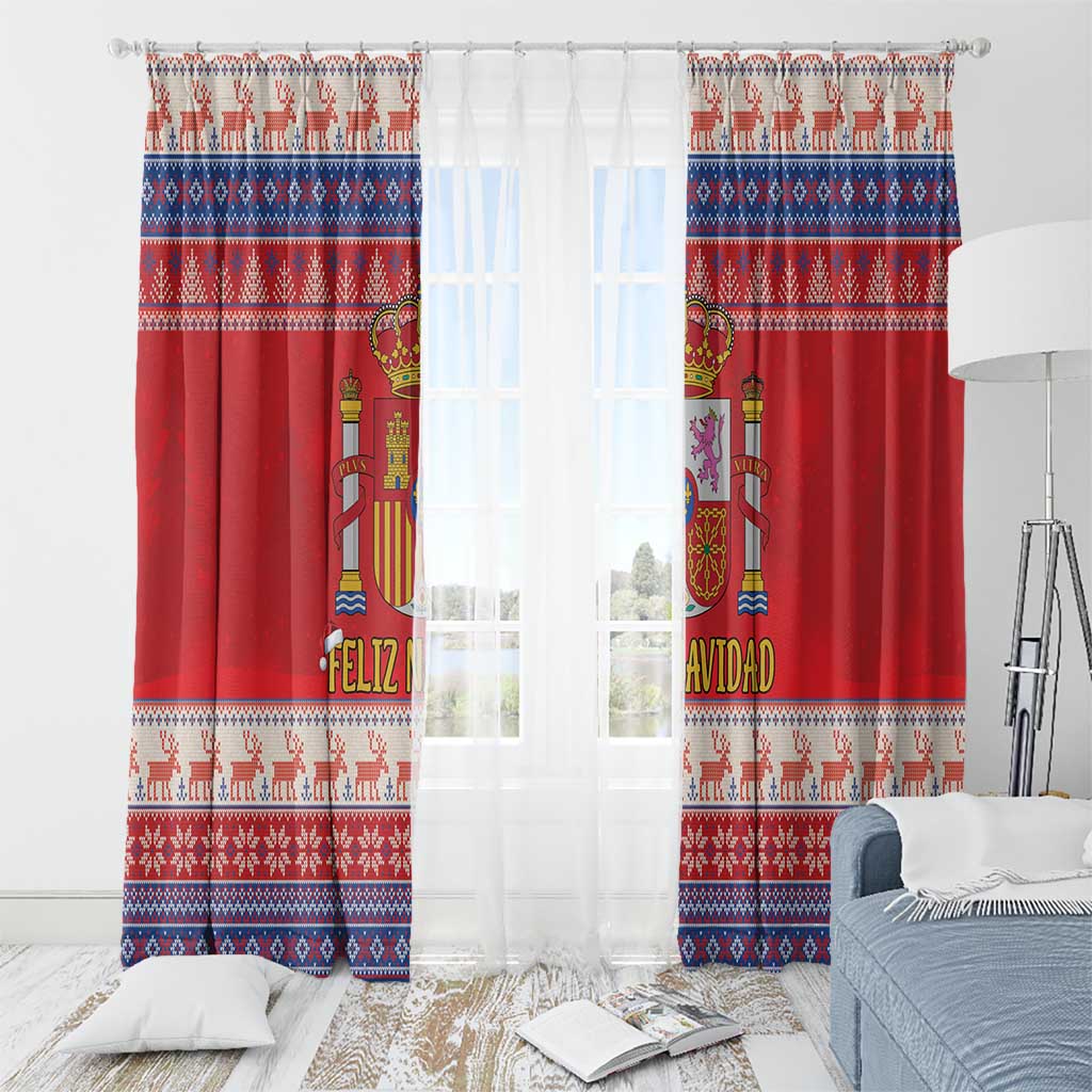 Spain Coat Of Arms Christmas Window Curtain Feliz Navidad - Wonder Print Shop