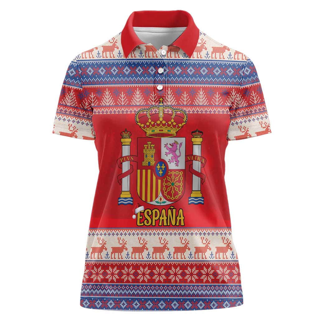 Spain Coat Of Arms Christmas Women Polo Shirt Feliz Navidad - Wonder Print Shop