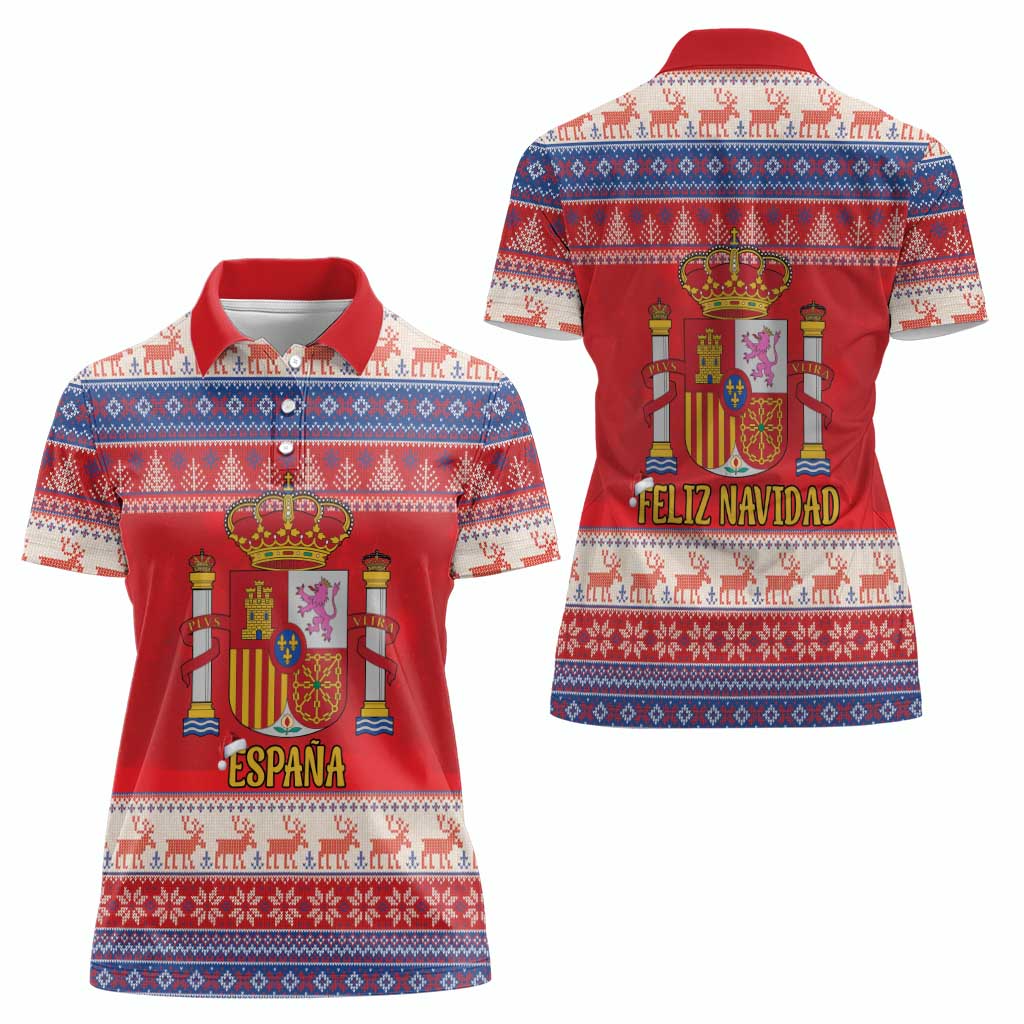 Spain Coat Of Arms Christmas Women Polo Shirt Feliz Navidad - Wonder Print Shop