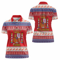 Spain Coat Of Arms Christmas Women Polo Shirt Feliz Navidad - Wonder Print Shop