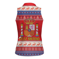 Spain Coat Of Arms Christmas Women Sleeveless Polo Shirt Feliz Navidad - Wonder Print Shop
