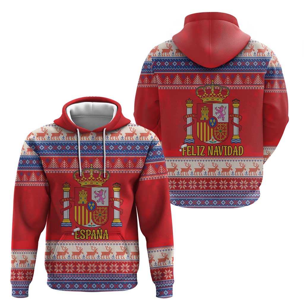 Spain Coat Of Arms Christmas Zip Hoodie Feliz Navidad - Wonder Print Shop