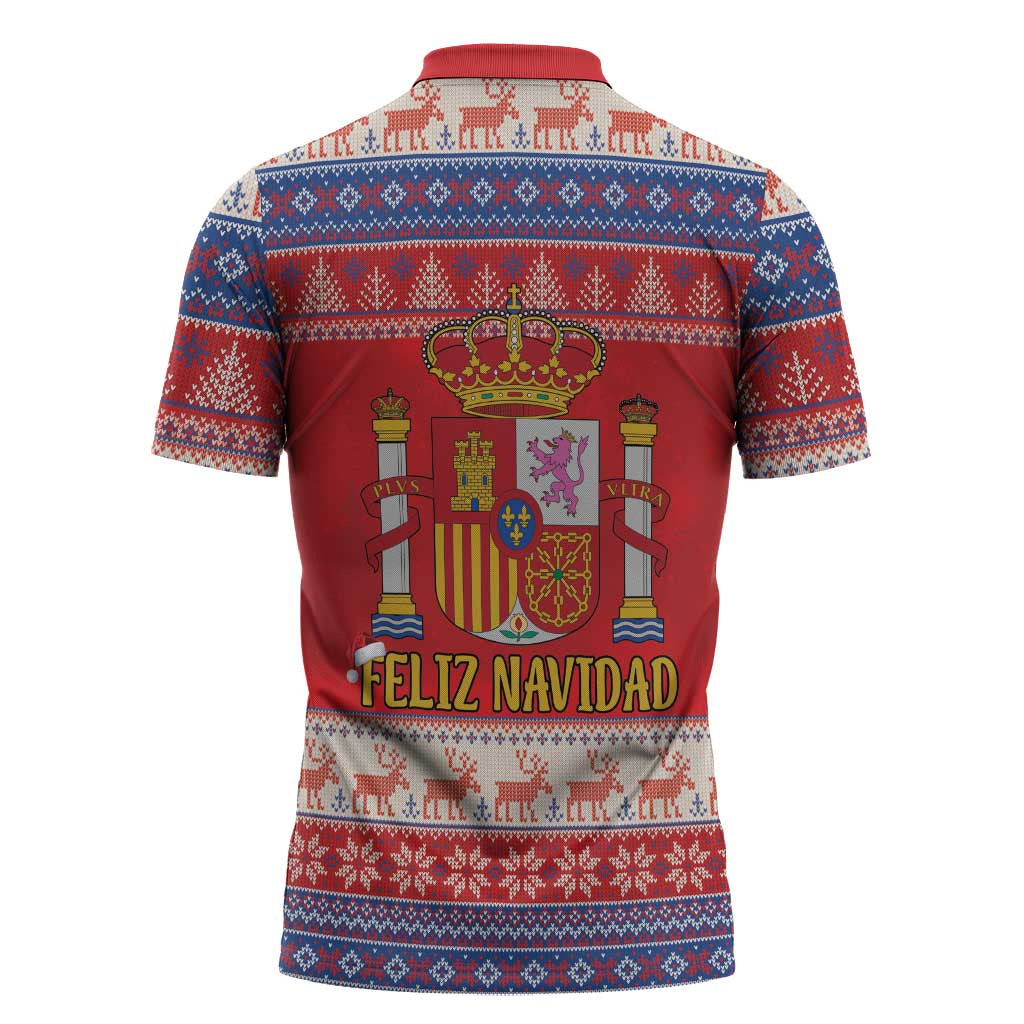 Spain Coat Of Arms Christmas Zipper Polo Shirt Feliz Navidad - Wonder Print Shop