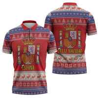 Spain Coat Of Arms Christmas Zipper Polo Shirt Feliz Navidad - Wonder Print Shop