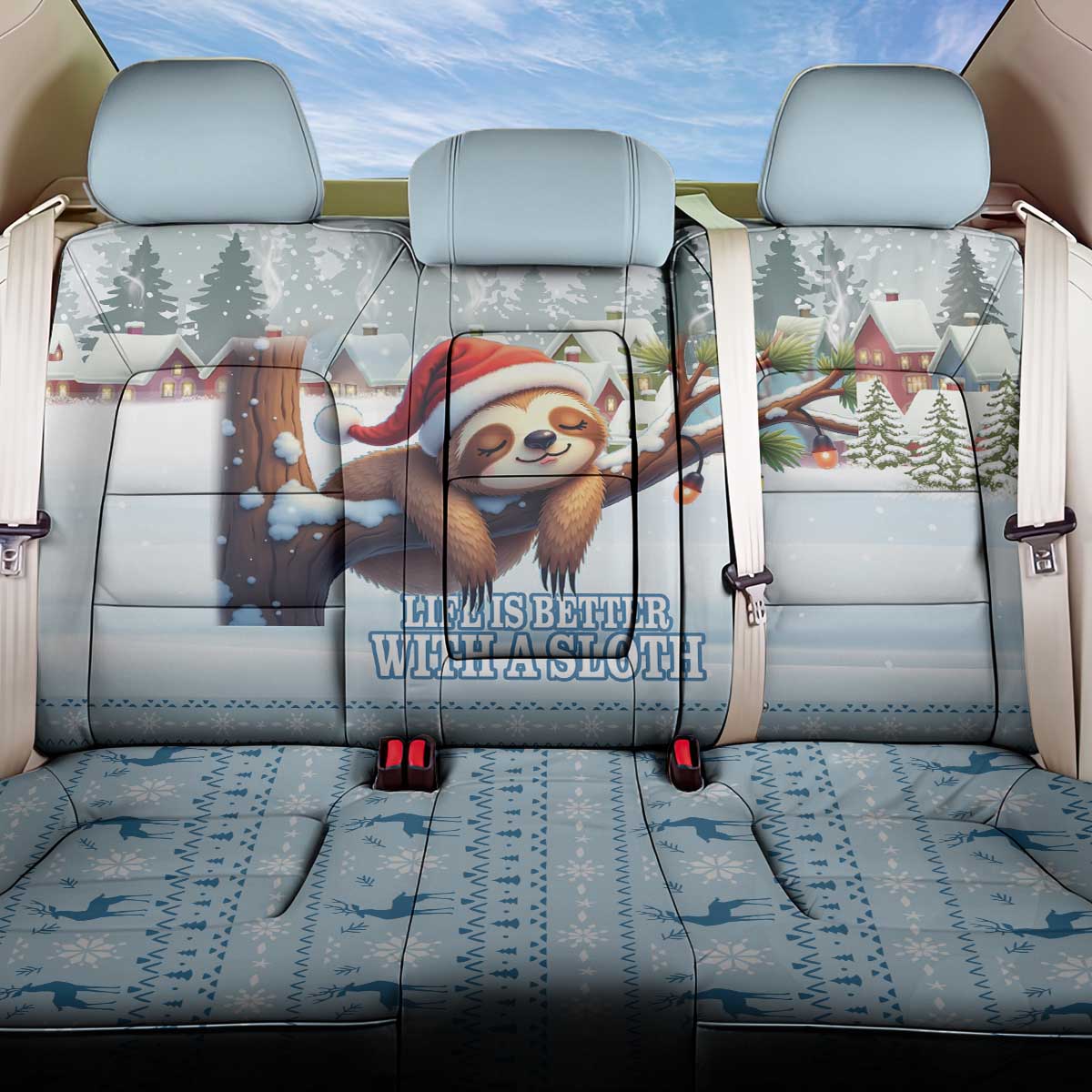 Merry Slothmas Back Car Seat Cover Life Is Better With A Sloth - Wonder Print Shop
