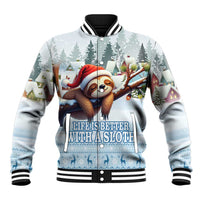 Merry Slothmas Baseball Jacket Life Is Better With A Sloth - Wonder Print Shop