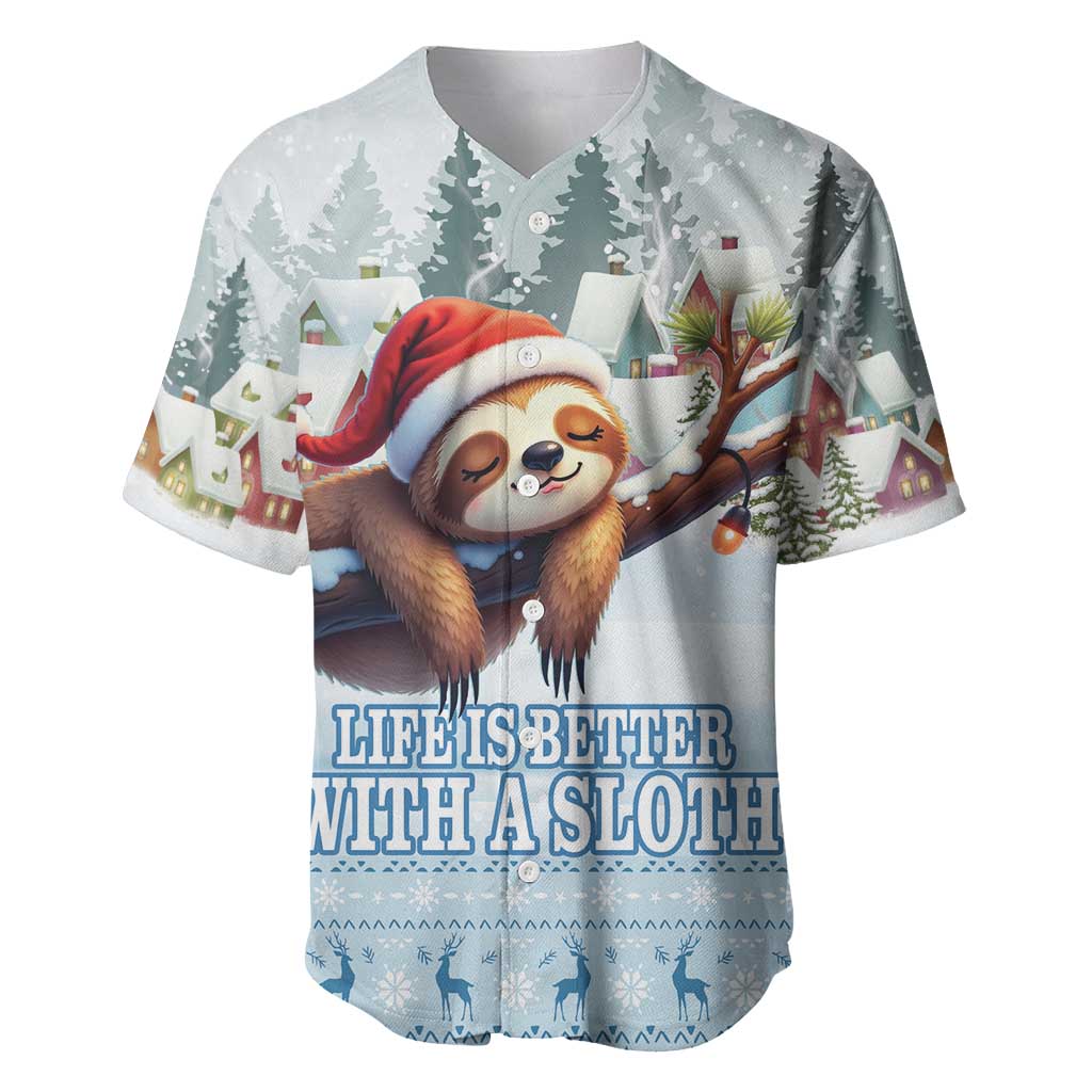Merry Slothmas Baseball Jersey Life Is Better With A Sloth - Wonder Print Shop