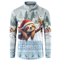 Merry Slothmas Button Sweatshirt Life Is Better With A Sloth - Wonder Print Shop