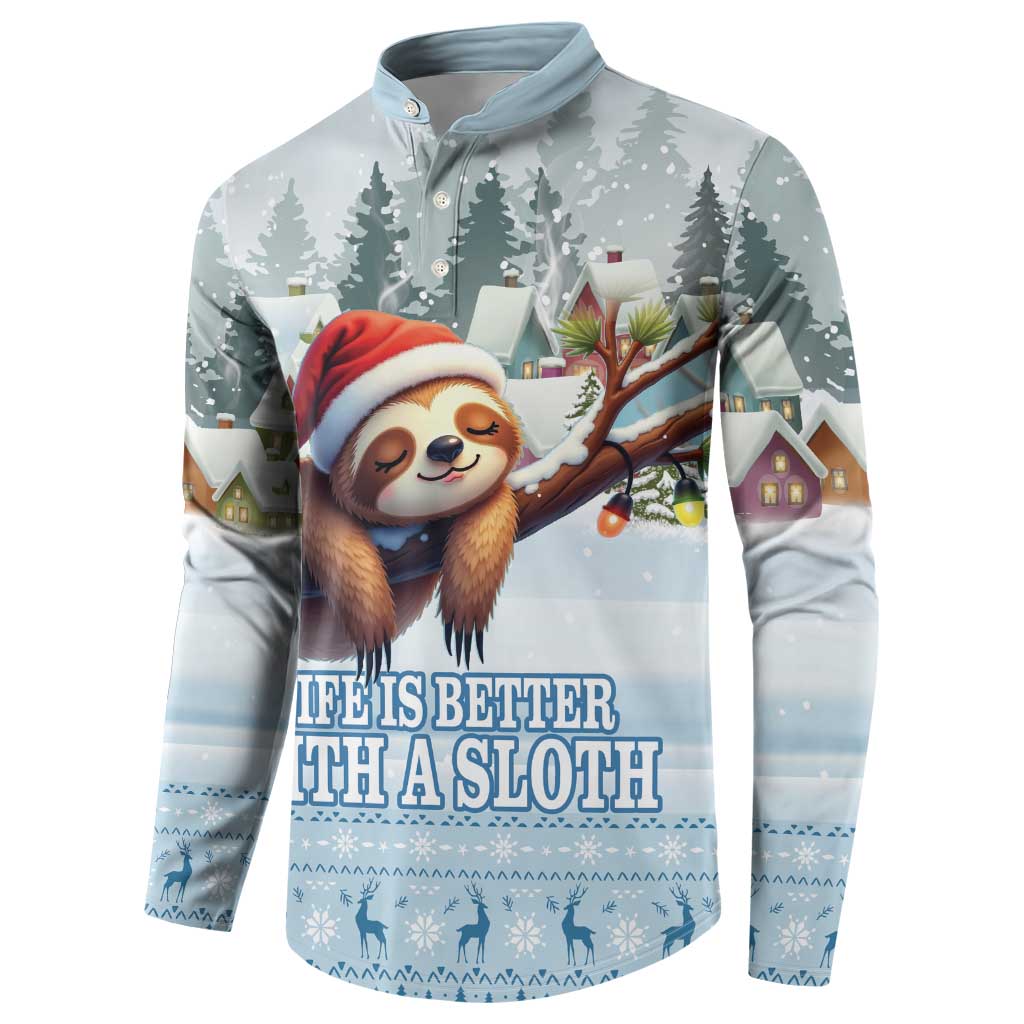 Merry Slothmas Button Sweatshirt Life Is Better With A Sloth - Wonder Print Shop