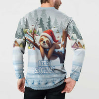 Merry Slothmas Button Sweatshirt Life Is Better With A Sloth - Wonder Print Shop