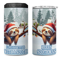 Merry Slothmas 4 in 1 Can Cooler Tumbler Life Is Better With A Sloth - Wonder Print Shop