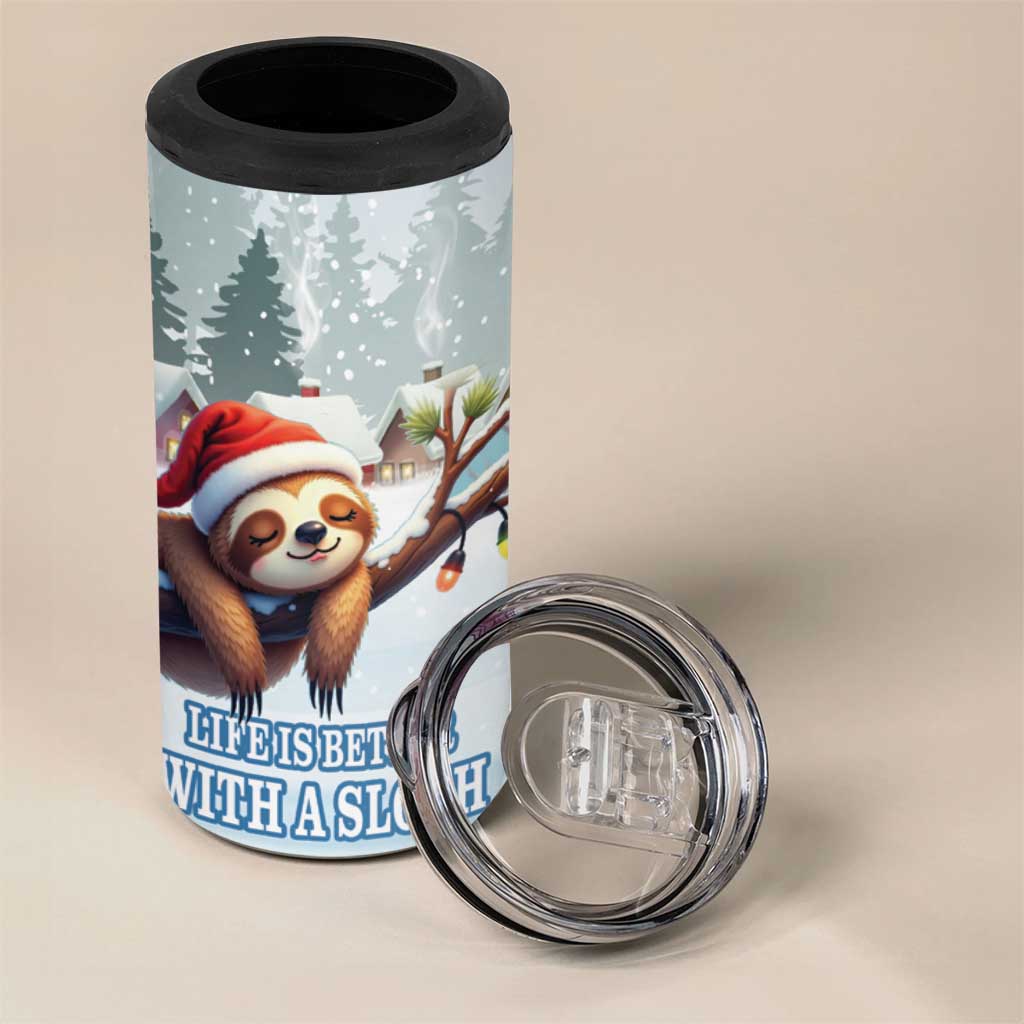 Merry Slothmas 4 in 1 Can Cooler Tumbler Life Is Better With A Sloth - Wonder Print Shop