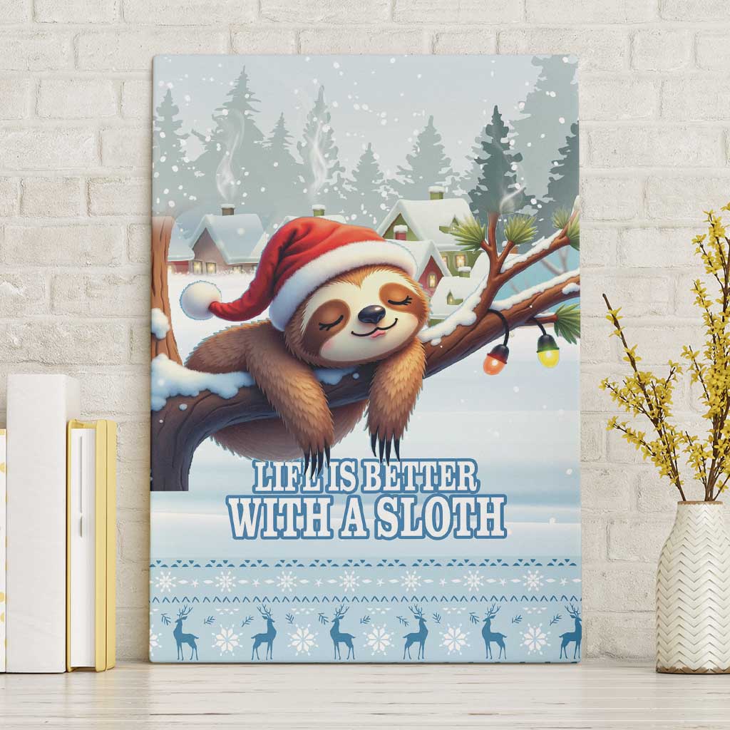 Merry Slothmas Canvas Wall Art Life Is Better With A Sloth - Wonder Print Shop