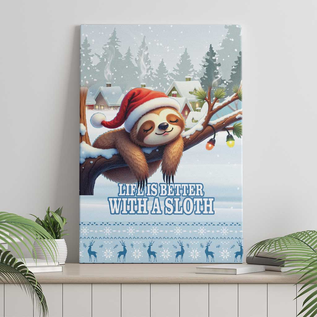 Merry Slothmas Canvas Wall Art Life Is Better With A Sloth - Wonder Print Shop