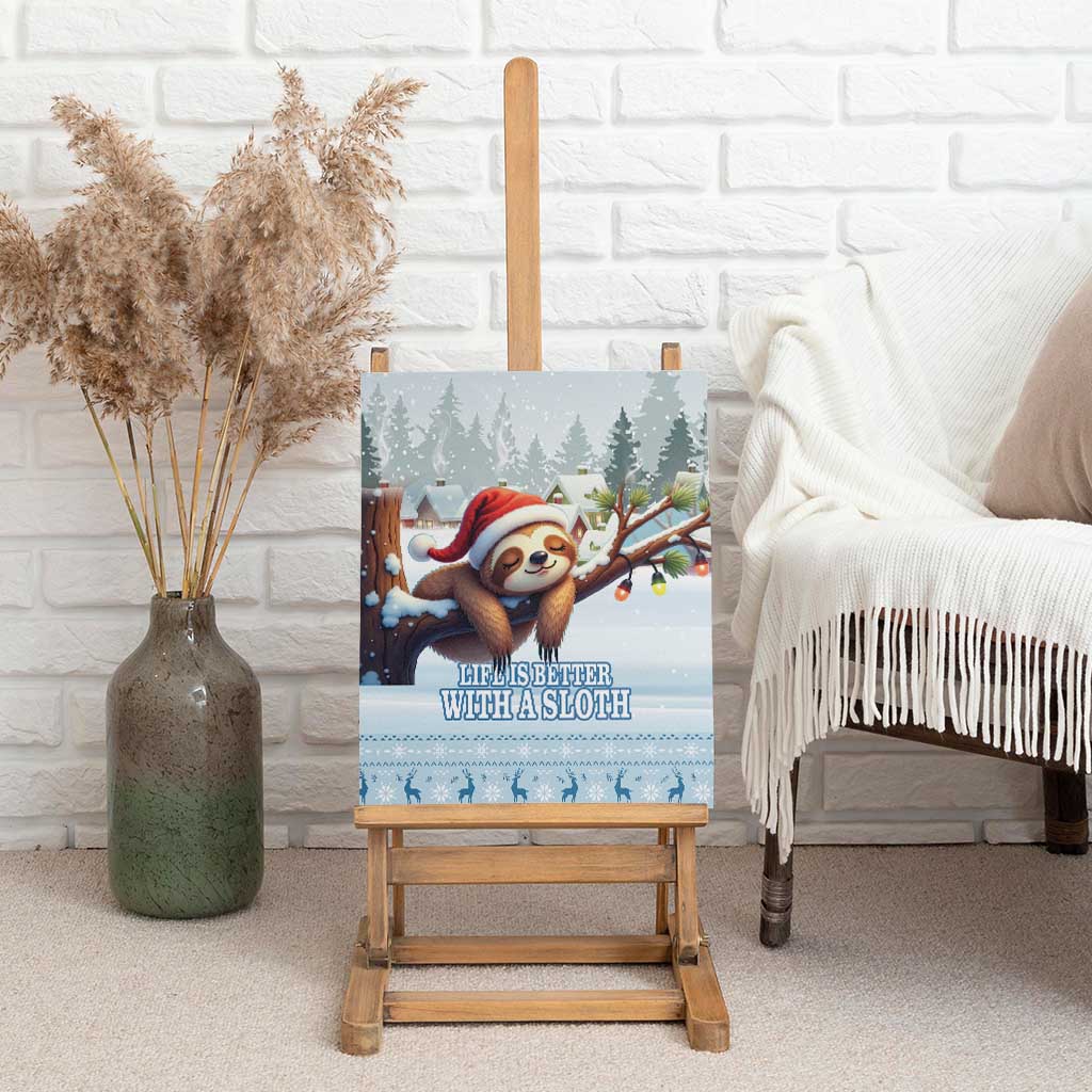 Merry Slothmas Canvas Wall Art Life Is Better With A Sloth - Wonder Print Shop