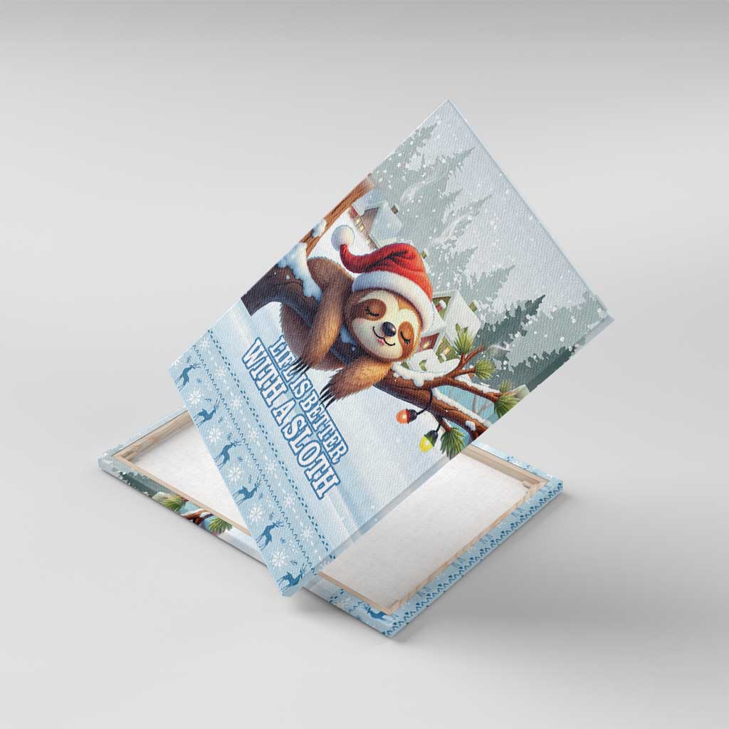 Merry Slothmas Canvas Wall Art Life Is Better With A Sloth - Wonder Print Shop