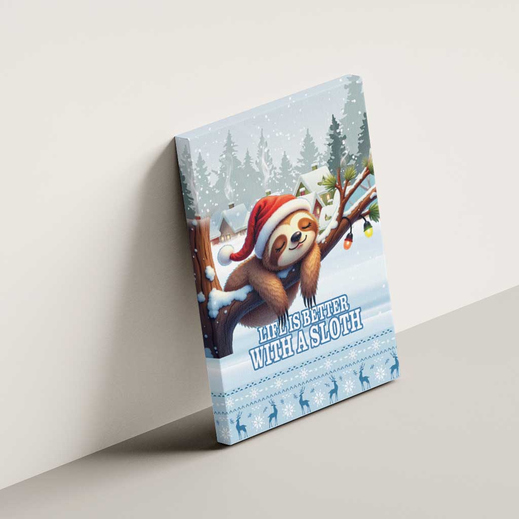 Merry Slothmas Canvas Wall Art Life Is Better With A Sloth - Wonder Print Shop
