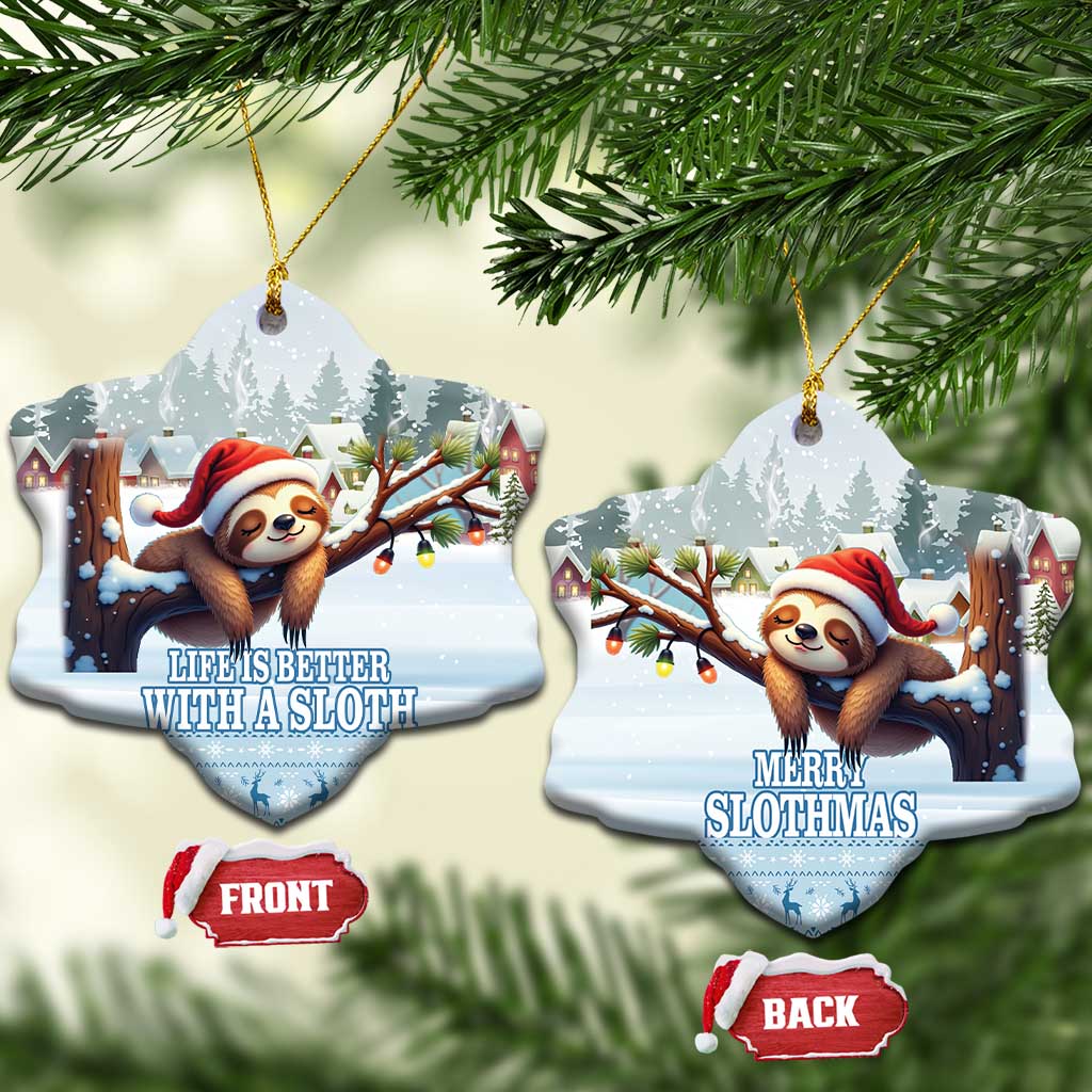 Merry Slothmas Ceramic Ornament Life Is Better With A Sloth - Wonder Print Shop