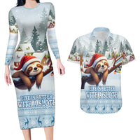 Merry Slothmas Couples Matching Long Sleeve Bodycon Dress and Hawaiian Shirt Life Is Better With A Sloth - Wonder Print Shop