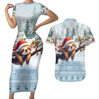 Merry Slothmas Couples Matching Short Sleeve Bodycon Dress and Hawaiian Shirt Life Is Better With A Sloth - Wonder Print Shop