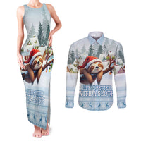Merry Slothmas Couples Matching Tank Maxi Dress and Long Sleeve Button Shirt Life Is Better With A Sloth - Wonder Print Shop
