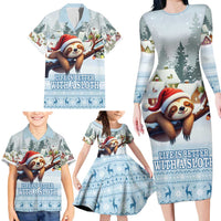 Merry Slothmas Family Matching Long Sleeve Bodycon Dress and Hawaiian Shirt Life Is Better With A Sloth - Wonder Print Shop