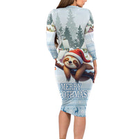 Merry Slothmas Family Matching Long Sleeve Bodycon Dress and Hawaiian Shirt Life Is Better With A Sloth - Wonder Print Shop