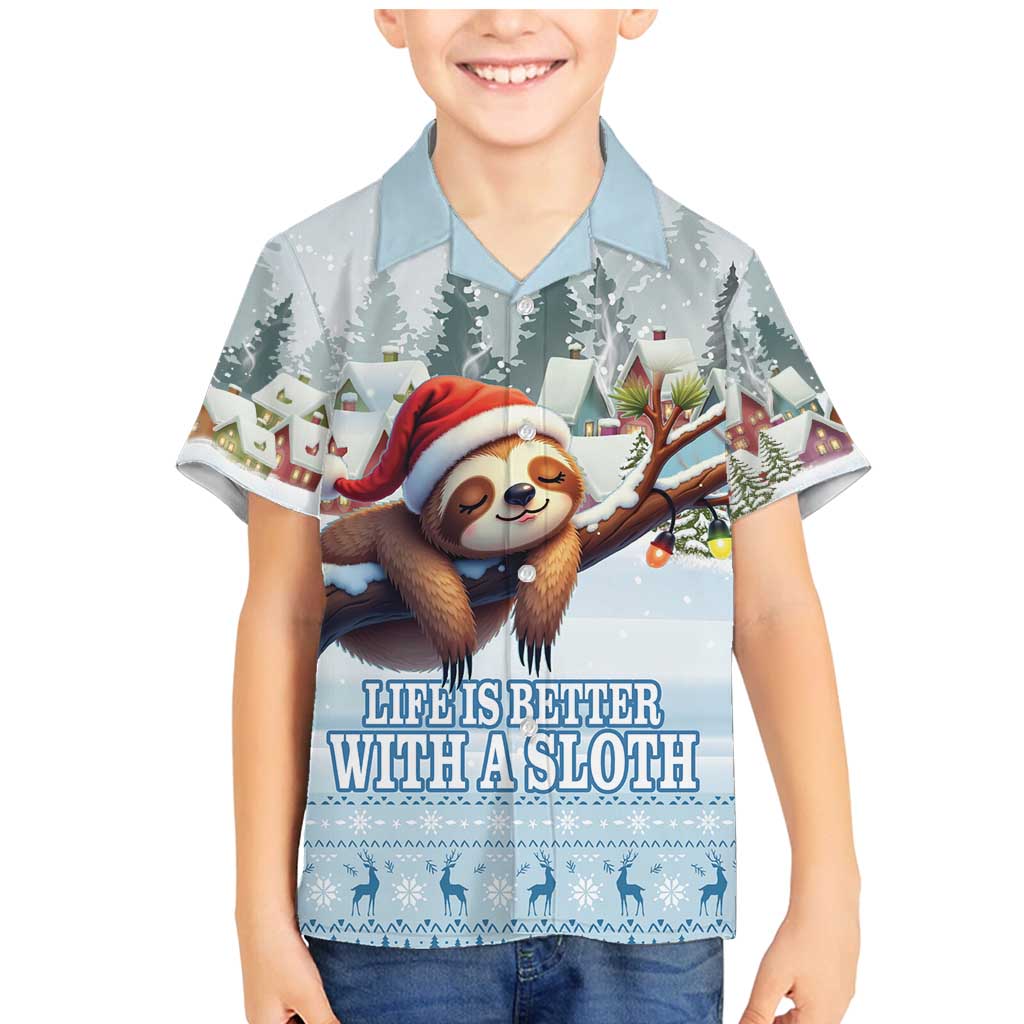 Merry Slothmas Family Matching Mermaid Dress and Hawaiian Shirt Life Is Better With A Sloth - Wonder Print Shop
