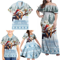 Merry Slothmas Family Matching Off Shoulder Maxi Dress and Hawaiian Shirt Life Is Better With A Sloth - Wonder Print Shop